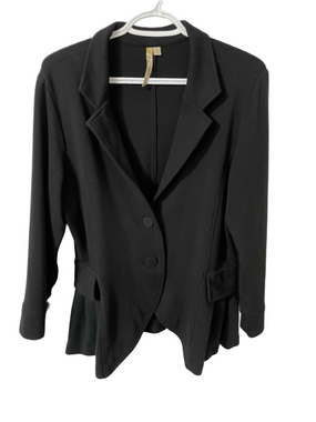 Comfy USA Black Blazer With Ruffle Hem Size XL
